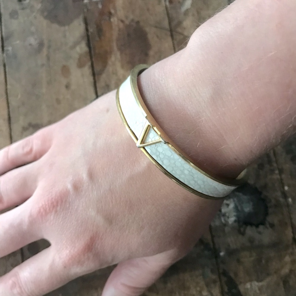 Vince Camuto white gold tone glittery bangle bracelet